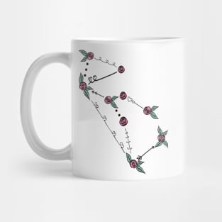 Lupus (Wolf) Constellation Roses and Hearts Doodle Mug